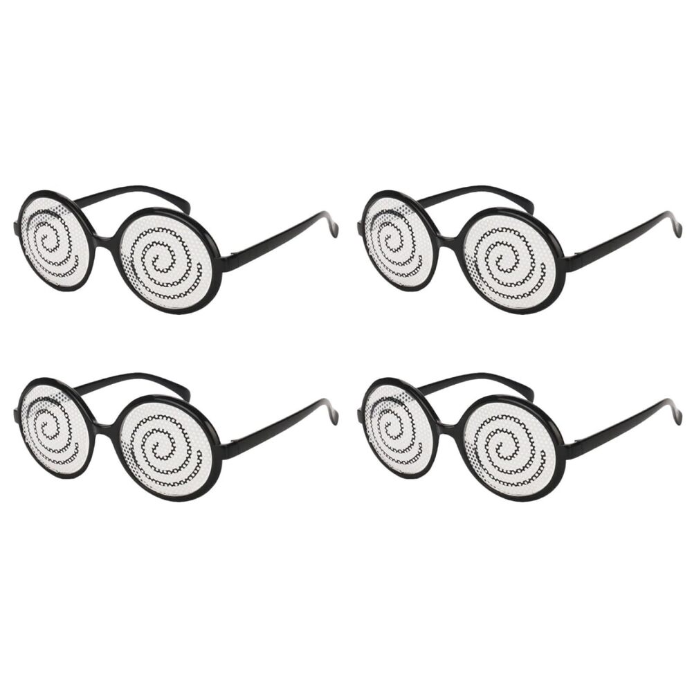 8690 4 Pcs Dizzy Funny Glasses Booth Props Eyeglasses Swirl Eyes Glasses